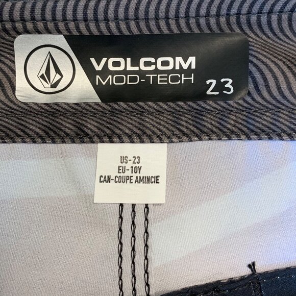 VOLCOM Striped Board Shorts Boys 10 Slim 23 NEW Swim Trunks NWT Blue Mod-Tech - Picture 6 of 7